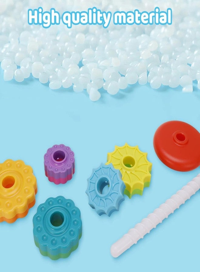 PULSBERY برج التكديس الدوار من بولسبري للأطفال من عمر 3 سنوات فما فوق، وقت لعب إبداعي مع أكوام قوس قزح ومرح مع تروس ملونة، فرز الحلقات والتعلم من خلال اللعب، خالٍ من مادة BPA، غير سام (متعدد الألوان - 8 قطع) - Image 5